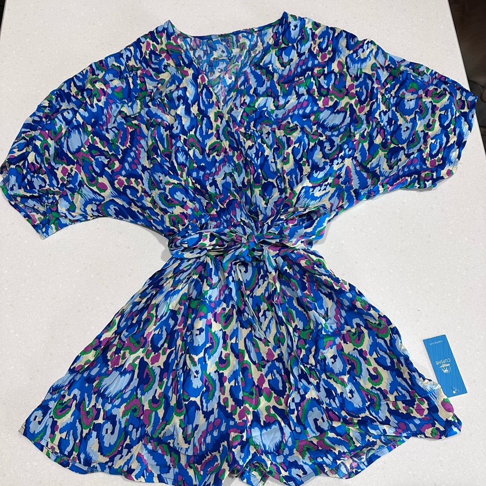 Vibrant Blue Patterned Romper